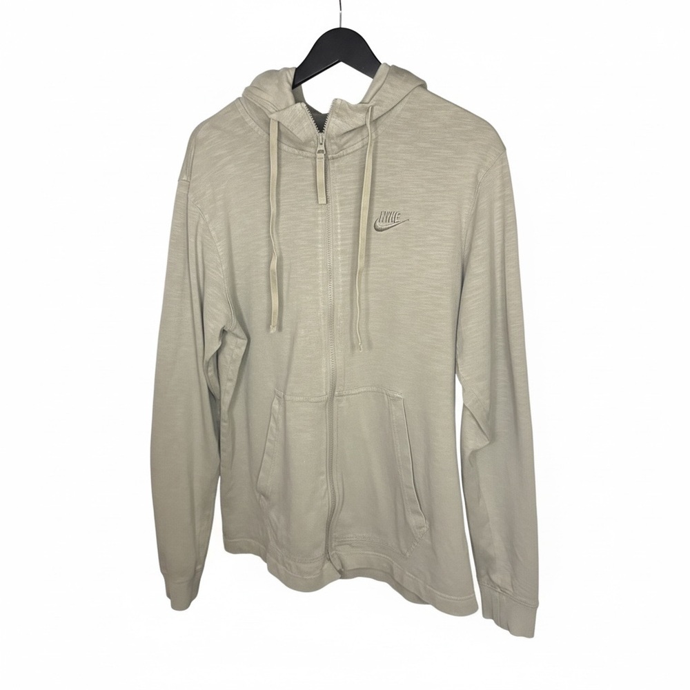 Nike Women’s Medium Full Zip Hoodie Lightweight 100% Cotton Neutral Taupe Green